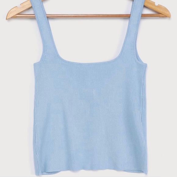 Lulu’s You and Tie Light Blue Ribbed Tie-Back Tank - Picture 1 of 6